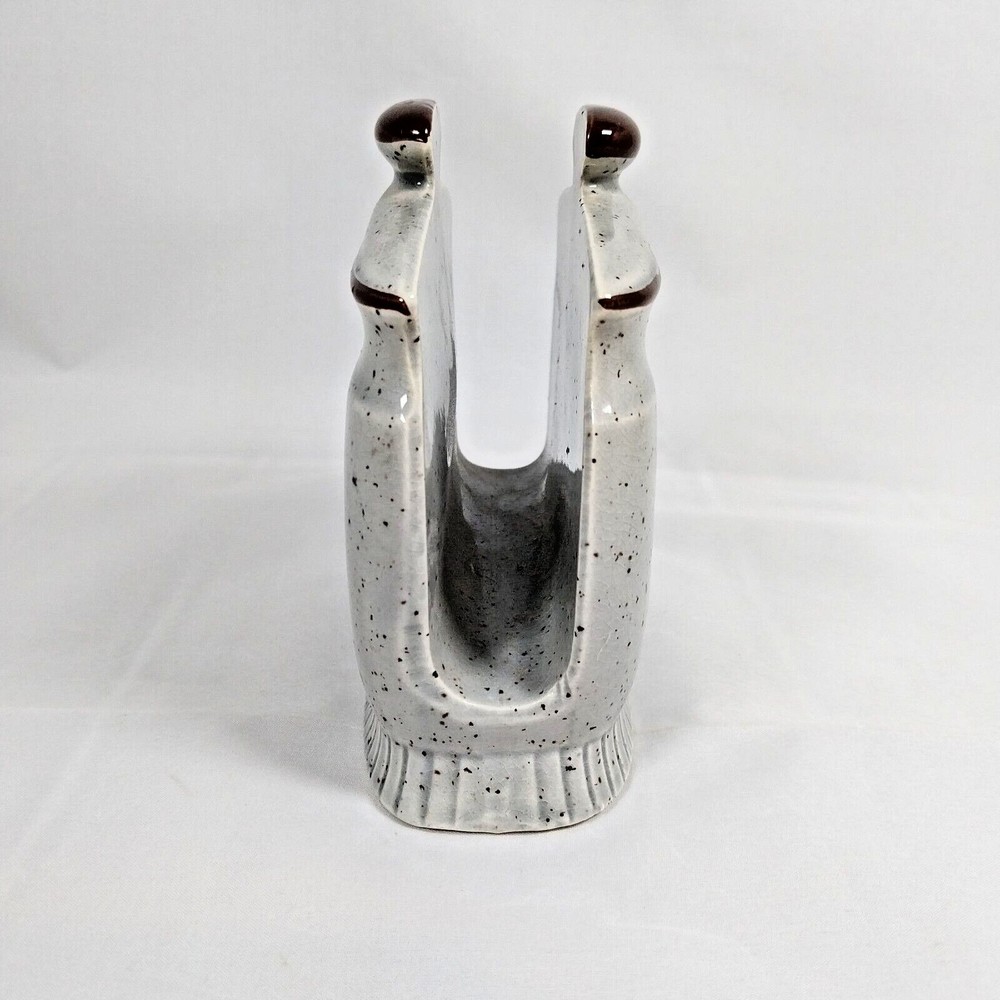 Vintage 1970's Napkin Holder Ceramic 'Home Sweet Home' Japan Gray Brown Flowers - Picture 2 of 7